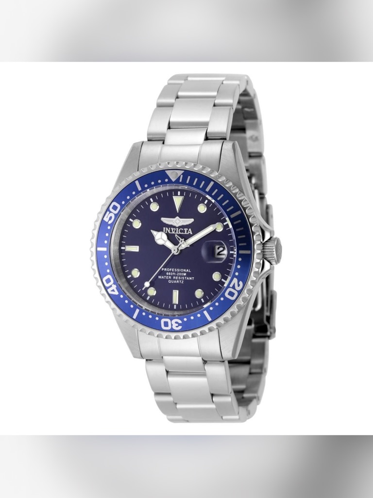 Invicta Stainless Steel Diver Watch  Blue Dial And Bezel
